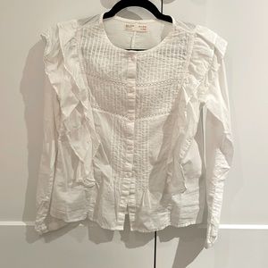 Zara kids size 13/14 white ruffle blouse